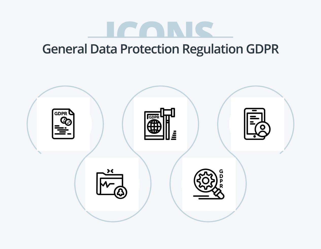 Gdpr Line Icon Pack 5 Icon Design. mail. security. security. secure. locked vector