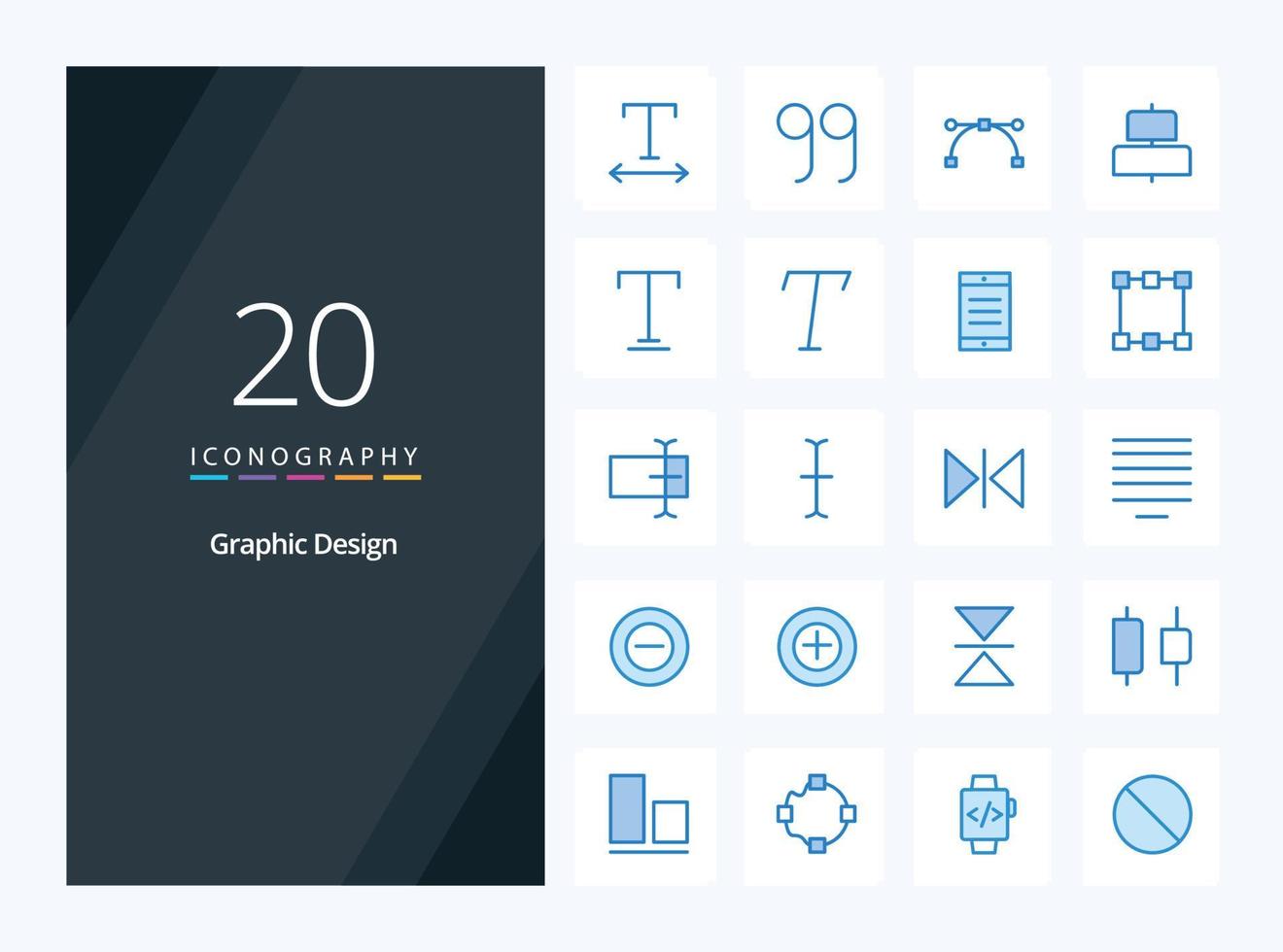 20 diseño de icono de color azul para presentación vector