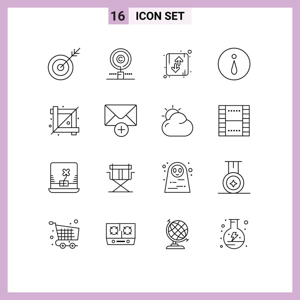 Set of 16 Vector Outlines on Grid for crop info property circle orientation Editable Vector Design Elements