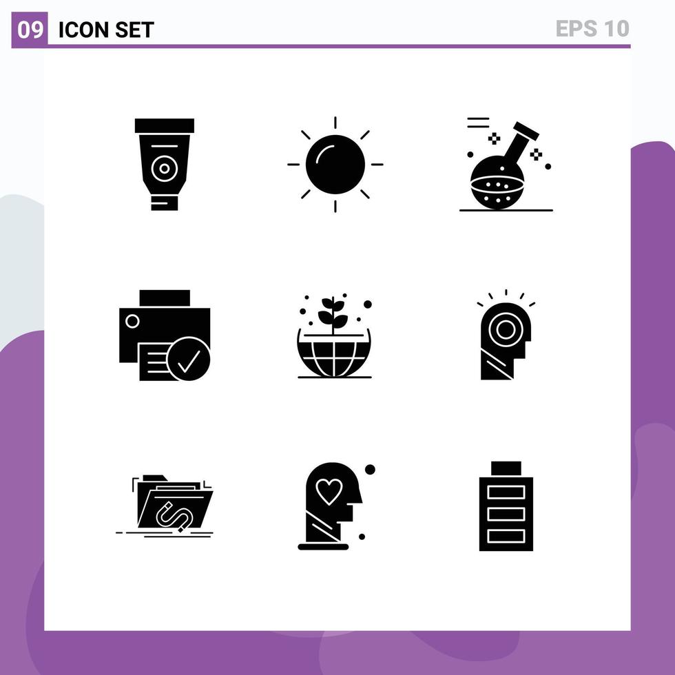 Solid Glyph Pack of 9 Universal Symbols of plant hardware game gadget connected Editable Vector Design Elements