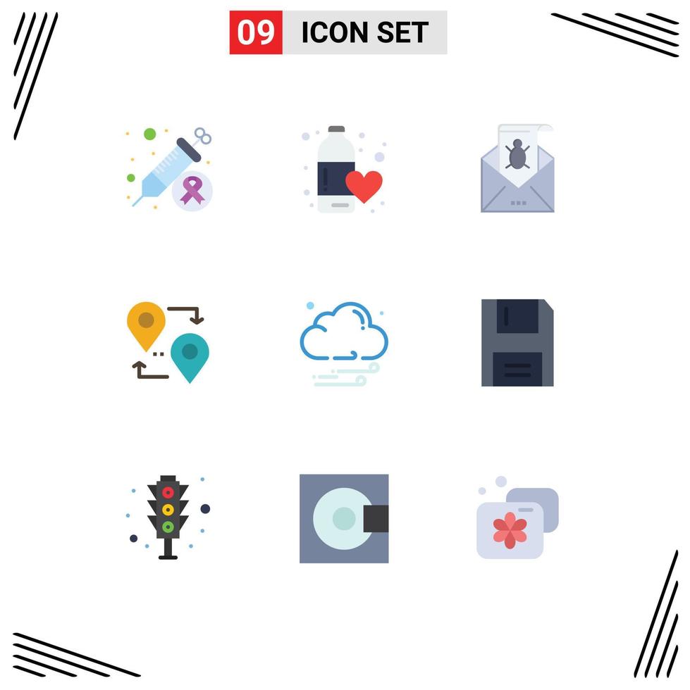 9 Thematic Vector Flat Colors and Editable Symbols of location threat love spam email Editable Vector Design Elements