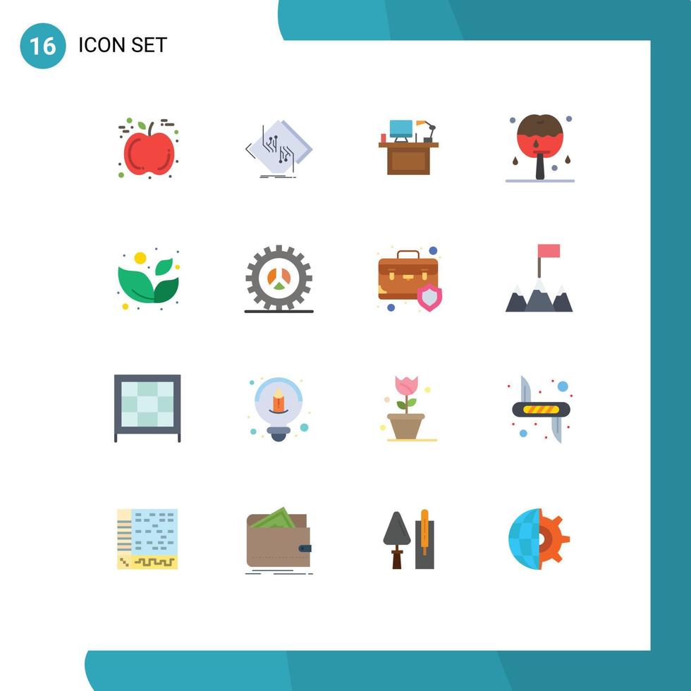 16 Creative Icons Modern Signs and Symbols of dessert apple computer table office Editable Pack of Creative Vector Design Elements