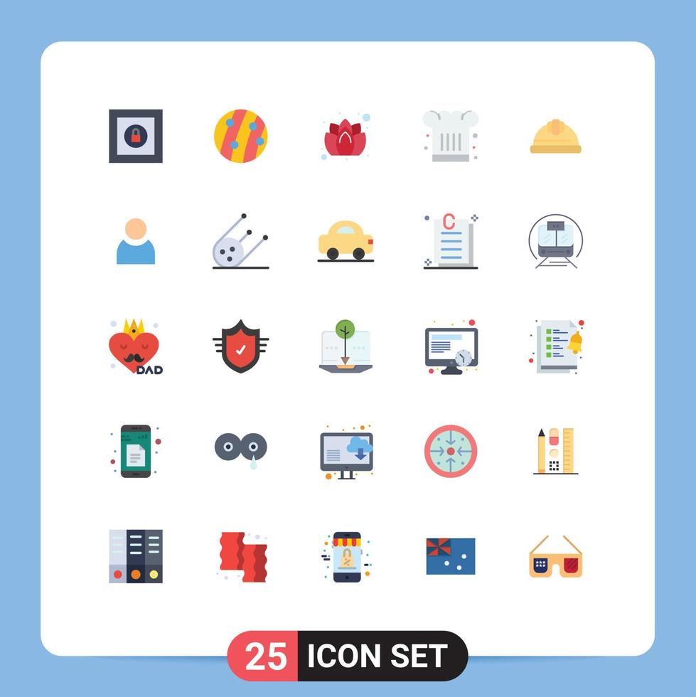 Universal Icon Symbols Group of 25 Modern Flat Colors of cap cook hotel chef hat cafe Editable Vector Design Elements