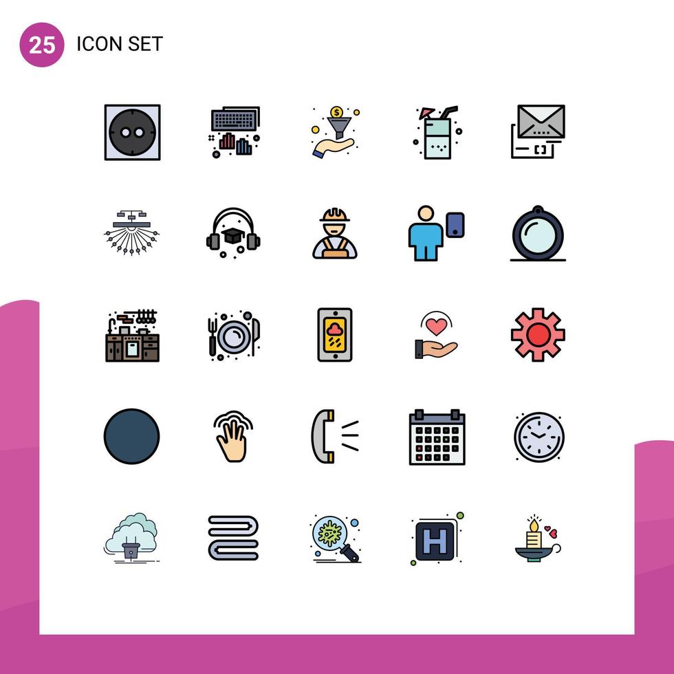 paquete de iconos de vector de stock de 25 signos y símbolos de línea para optimizar elementos de diseño de vector editables de jugo de documento de clasificación de correo electrónico