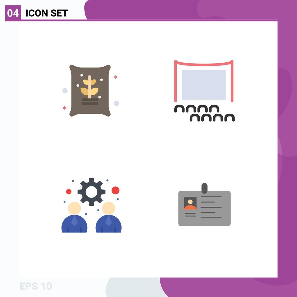 4 Creative Icons Modern Signs and Symbols of agriculture management seeds crowd work Editable Vector Design Elements