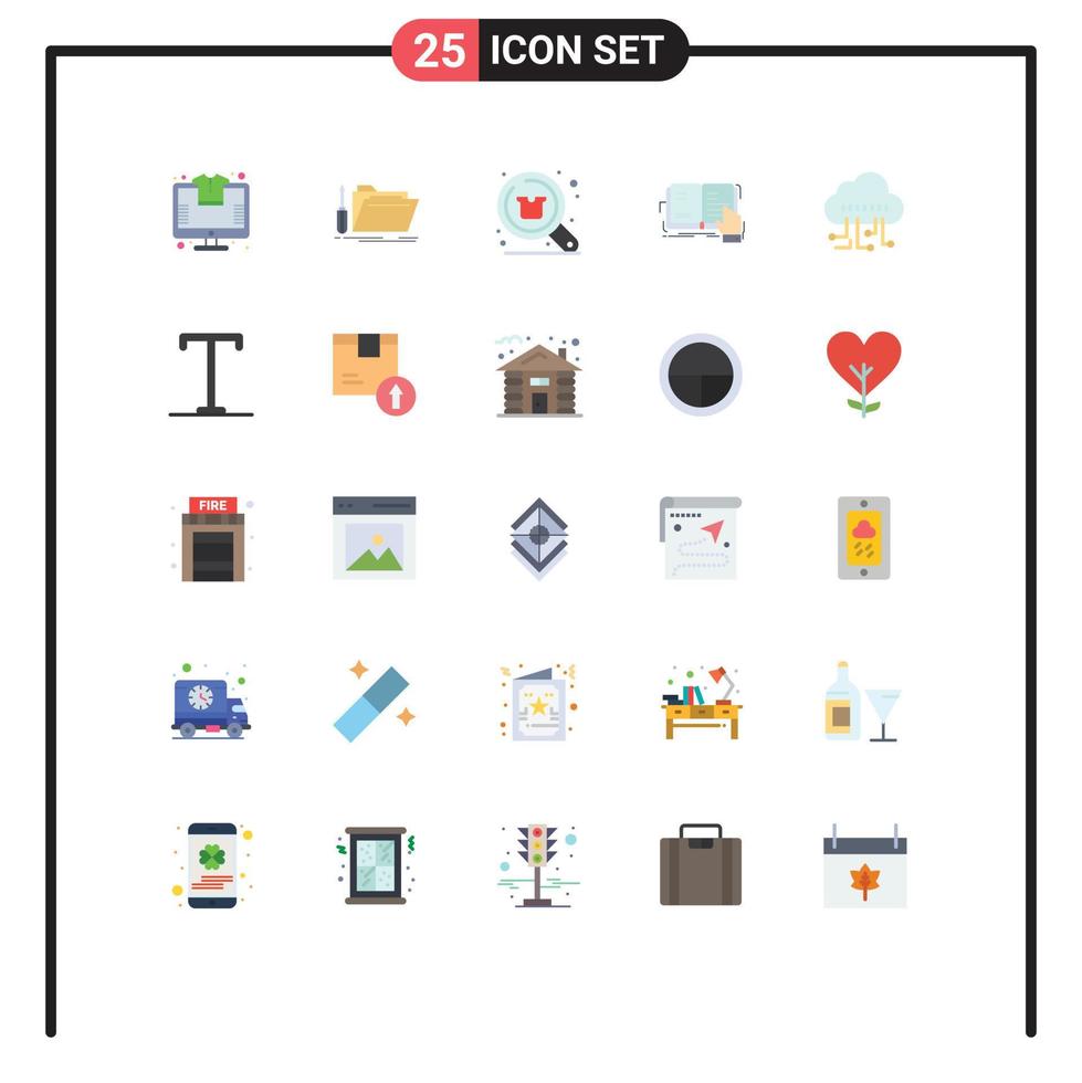 Pictogram Set of 25 Simple Flat Colors of literature lesson service book shop Editable Vector Design Elements