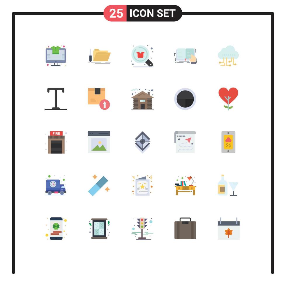 Pictogram Set of 25 Simple Flat Colors of literature lesson service book shop Editable Vector Design Elements