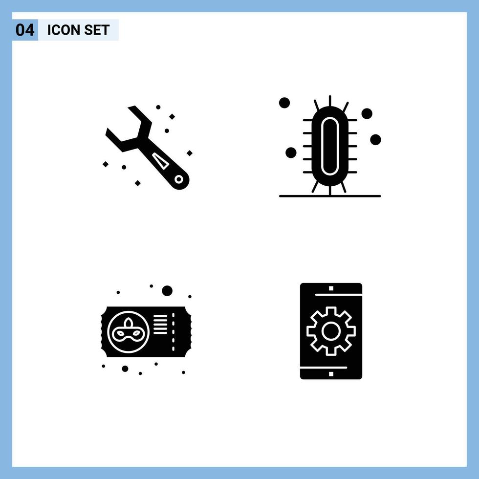 Modern Set of Solid Glyphs and symbols such as adjustable carnival wrench learn mask Editable Vector Design Elements