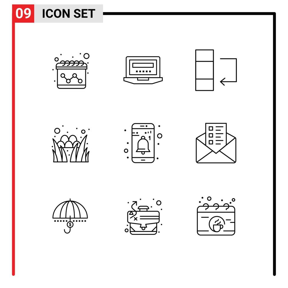 Modern Set of 9 Outlines and symbols such as user interface data app holiday Editable Vector Design Elements