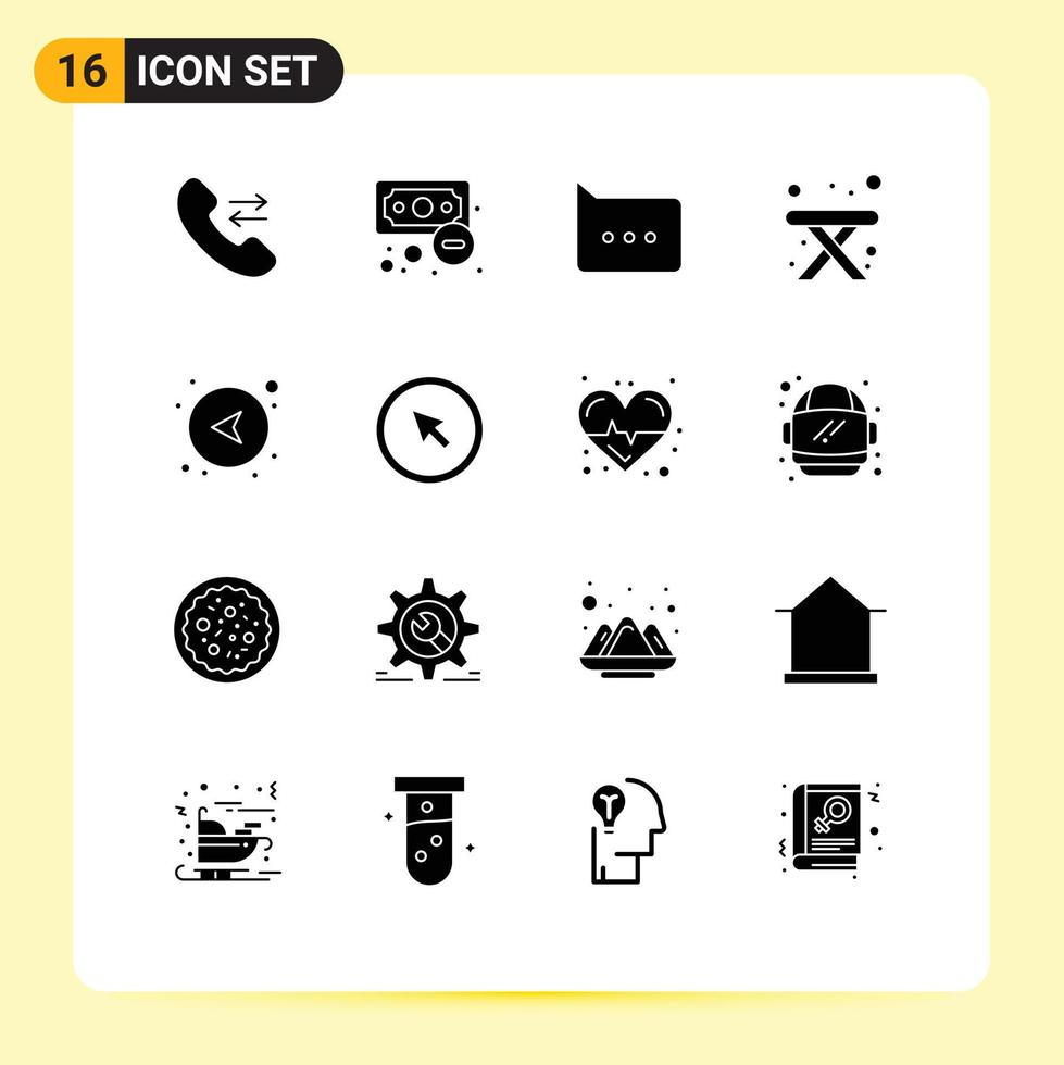 conjunto de 16 iconos de interfaz de usuario modernos signos de símbolos para hacer clic en dirección de chat de red viajar elementos de diseño vectorial editables vector