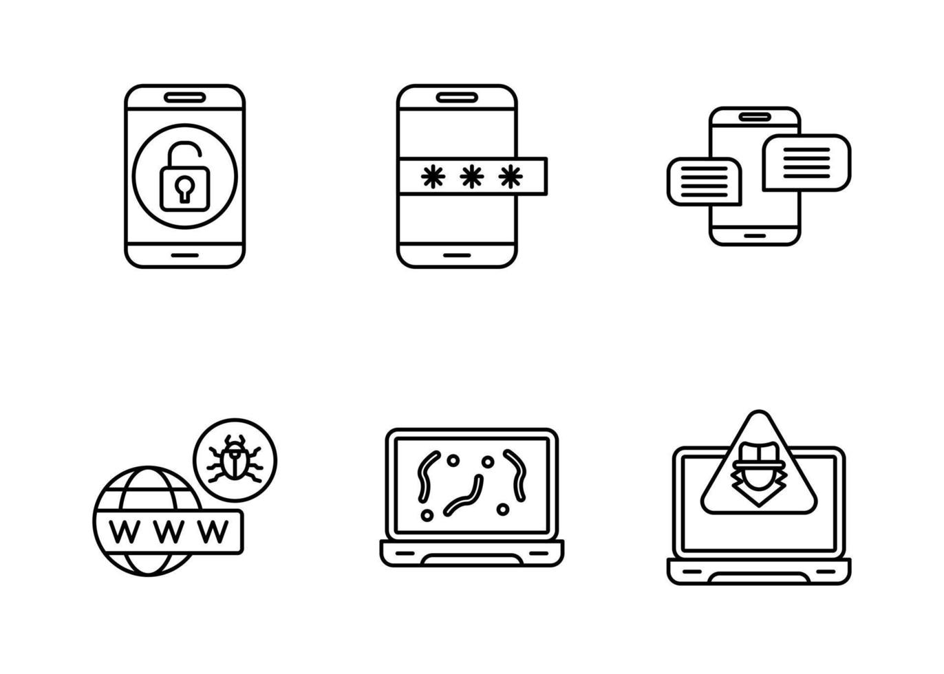 conjunto de iconos de vector de ataque cibernético