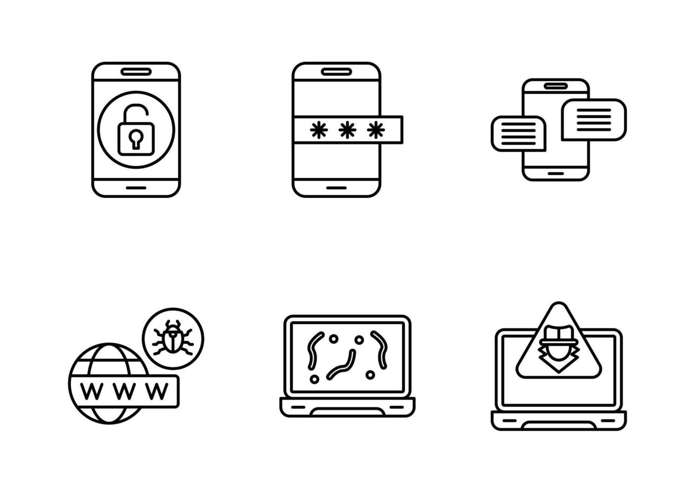 Cyber Attack Vector Icon Set