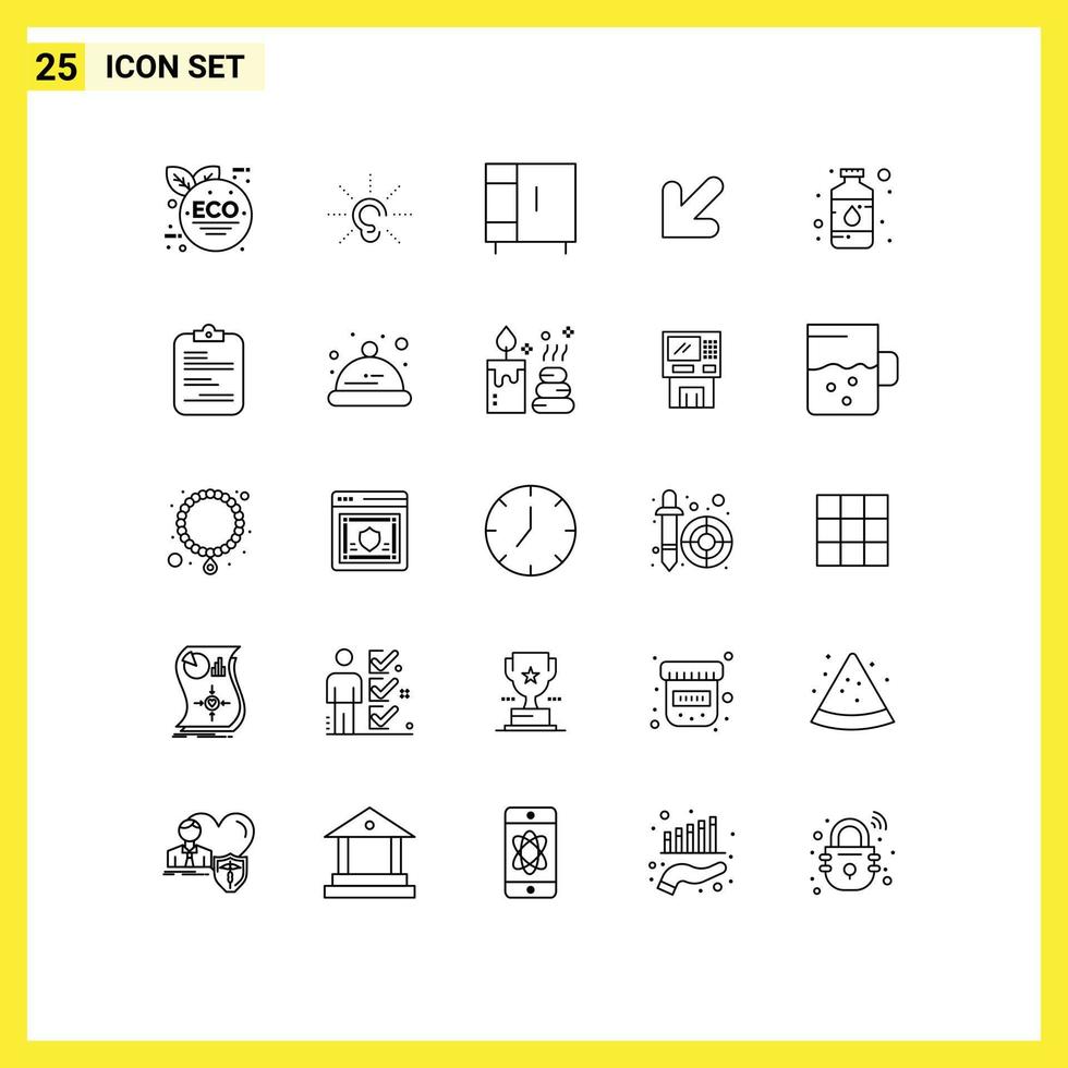 Group of 25 Lines Signs and Symbols for color art furniture left arrow Editable Vector Design Elements
