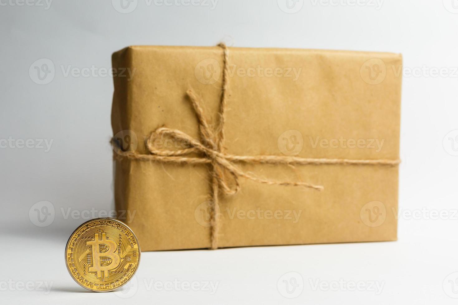 Envelope kraft paper tied with string on a white background photo