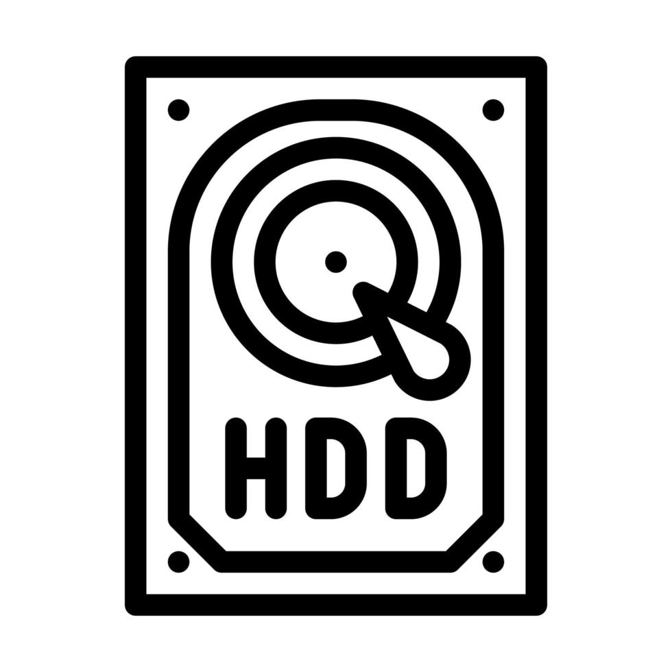 Ilustración de vector de icono de línea de parte de computadora hdd