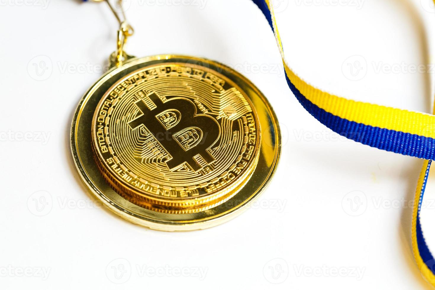 Golden bitcoin money photo