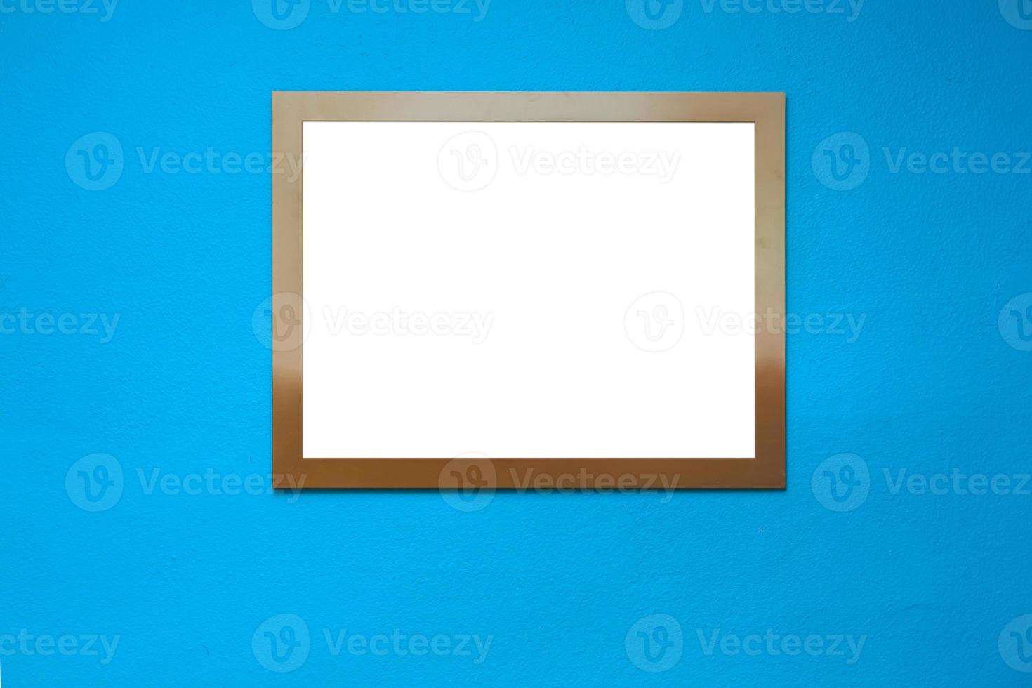 Empty picture frame on a bright solid background photo