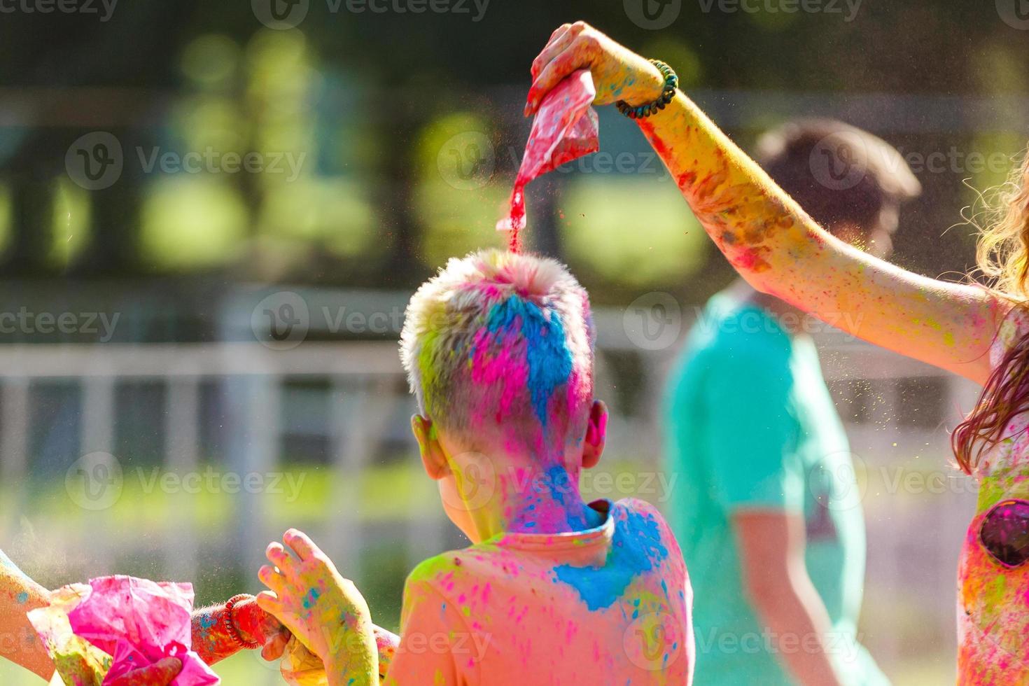 Celebrants at the color Holi Festival photo