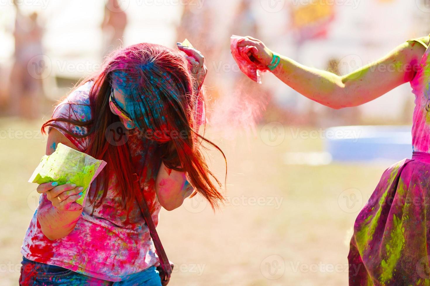 Celebrants at the color Holi Festival photo