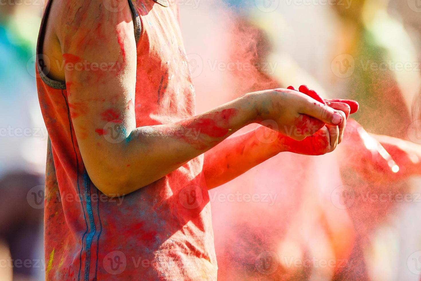 Celebrants at the color Holi Festival photo