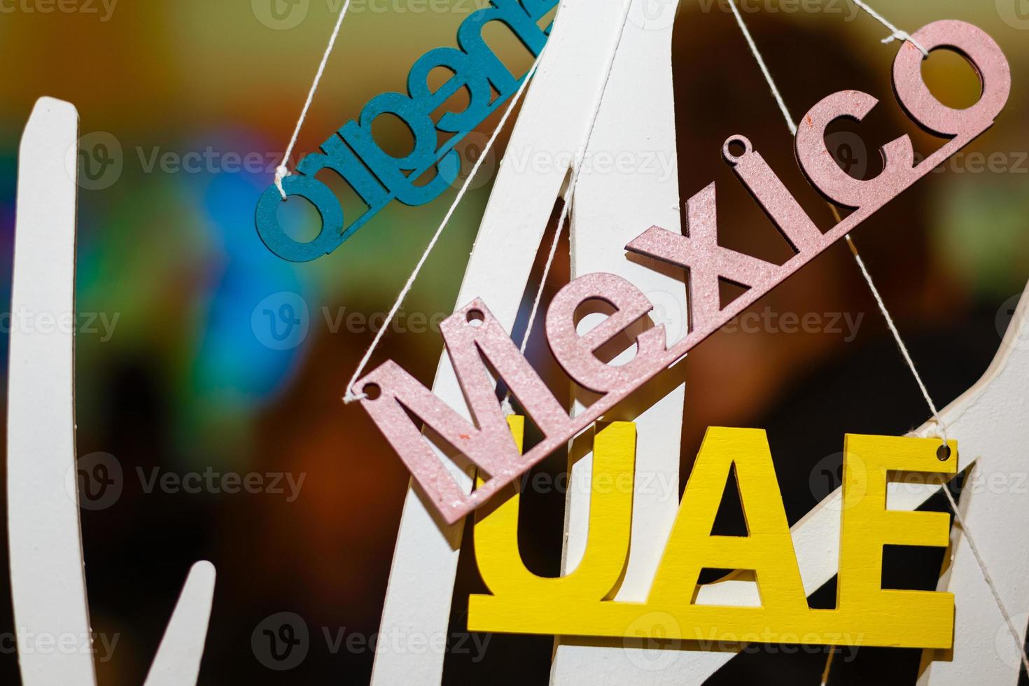 la palabra méxico escrita en tipografía de madera vintage foto