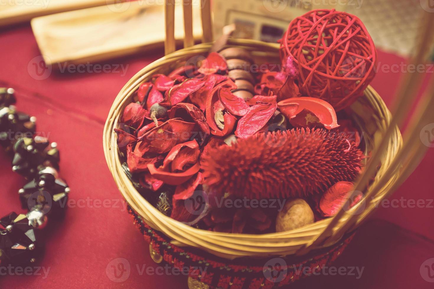 Walnuts and wild fruit in the basket photo