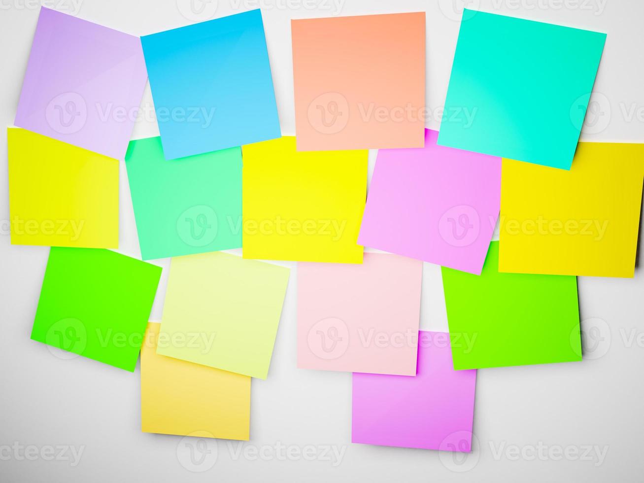 Representación 3d para un hermoso fondo colorido, papel de nota anti-olvidado en la pared. con espacio de copia foto