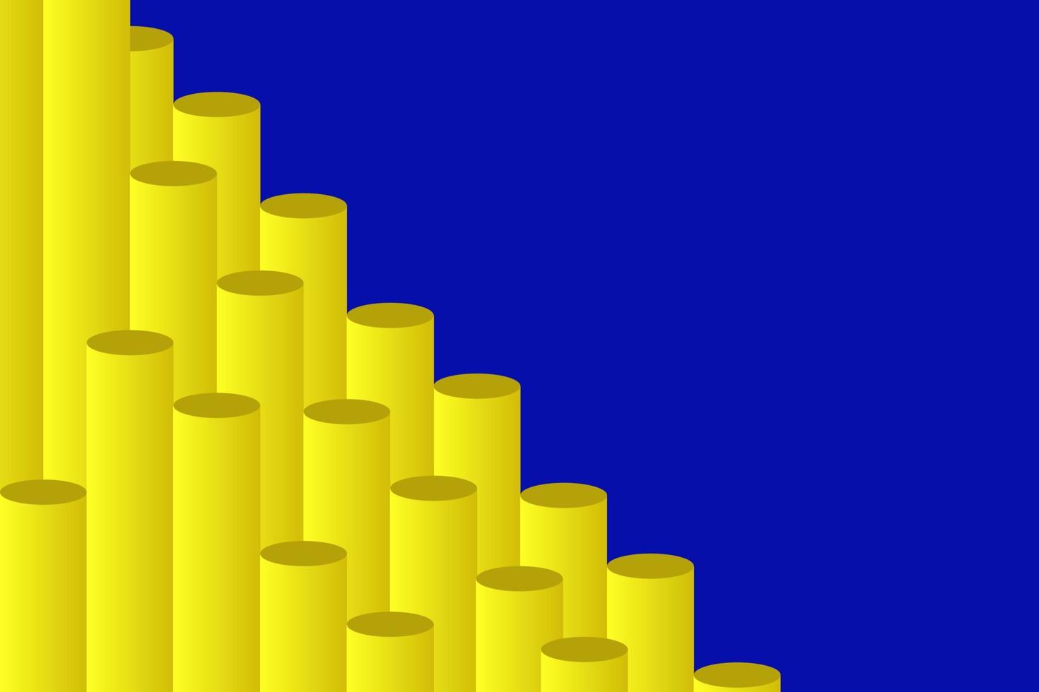 several pipe shapes lined up on a blue background vector