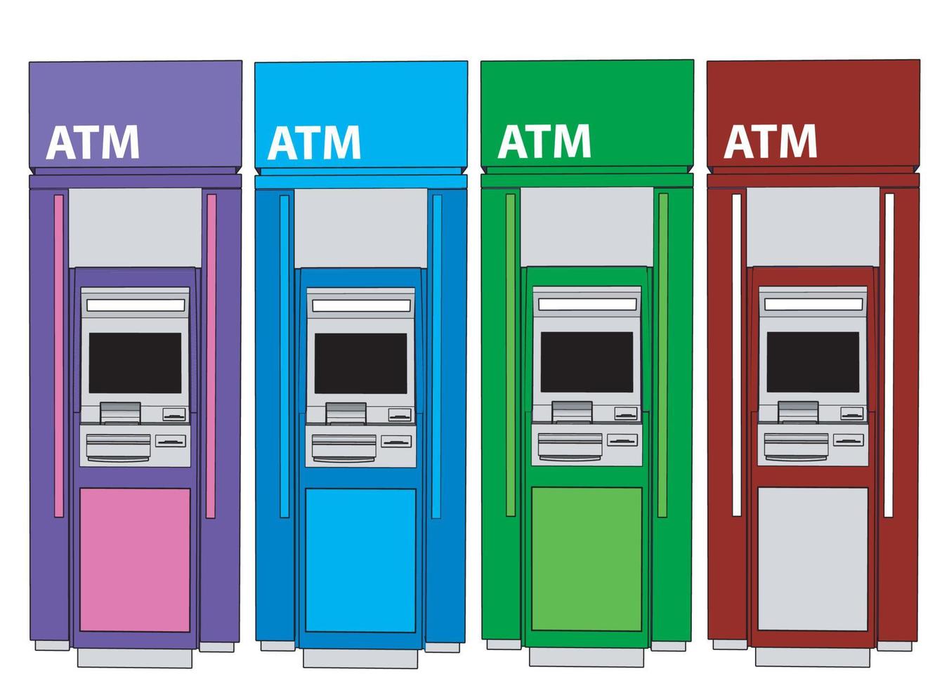 ATM machine with cash illustration vector on white background