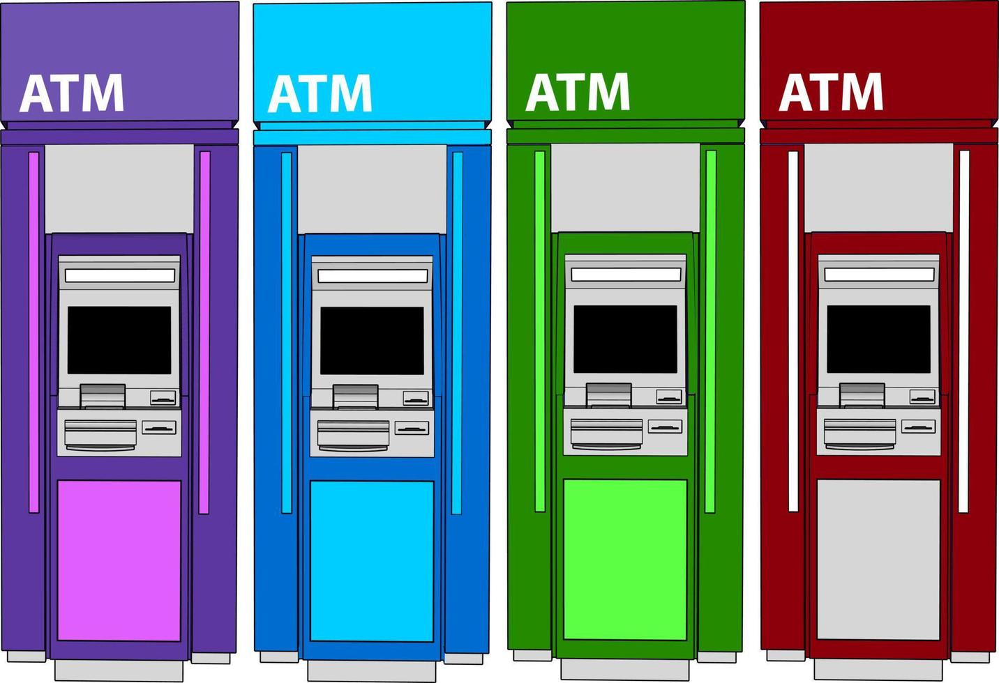 ATM machine with cash illustration vector on white background