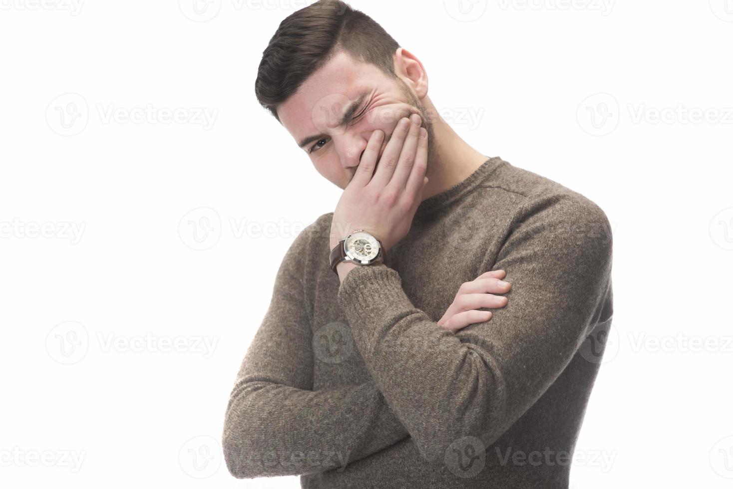 handsome man showing italian gesture that means what do you want photo