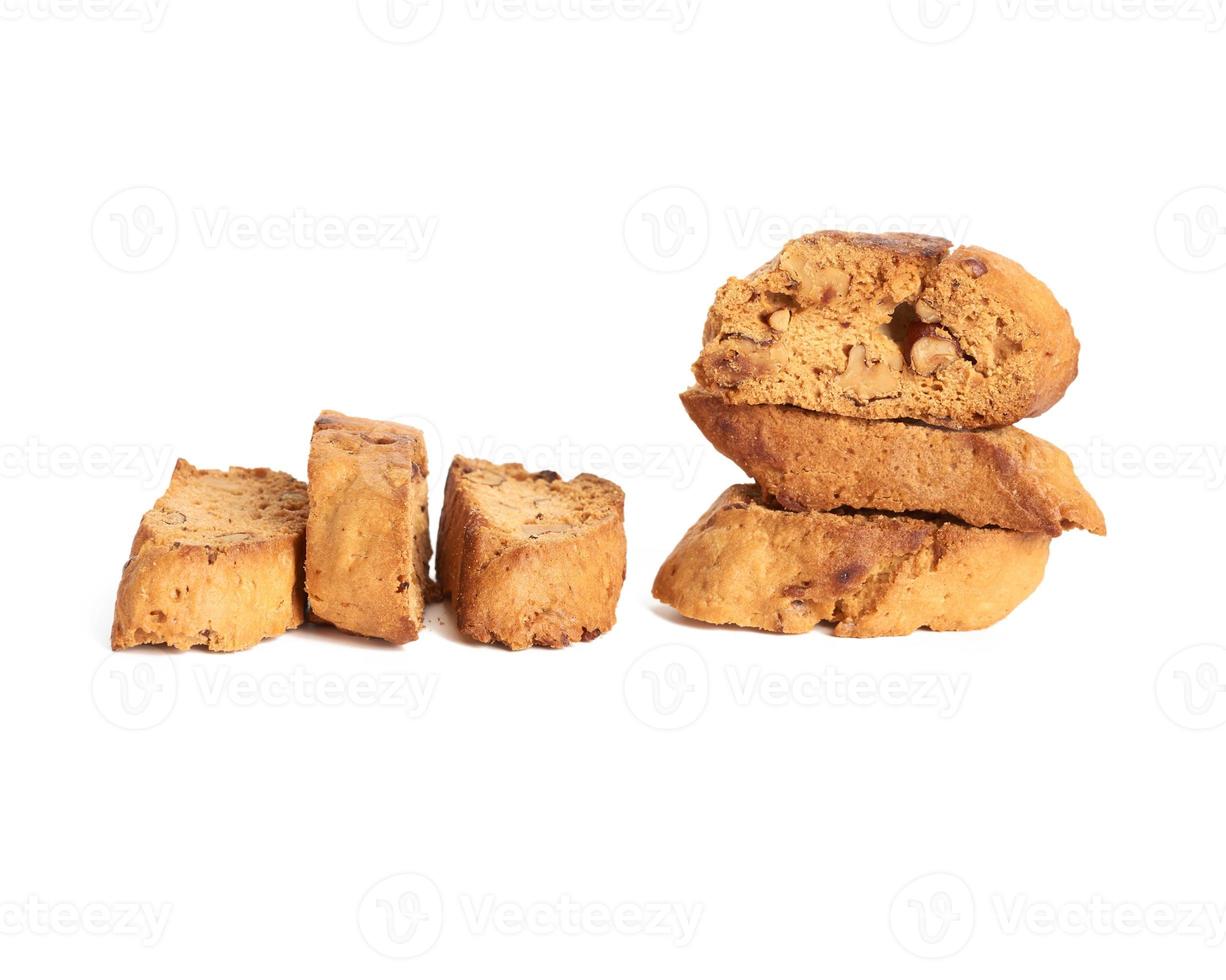 pieza horneada biscotti italiano de almendras, galletas cantuccini foto