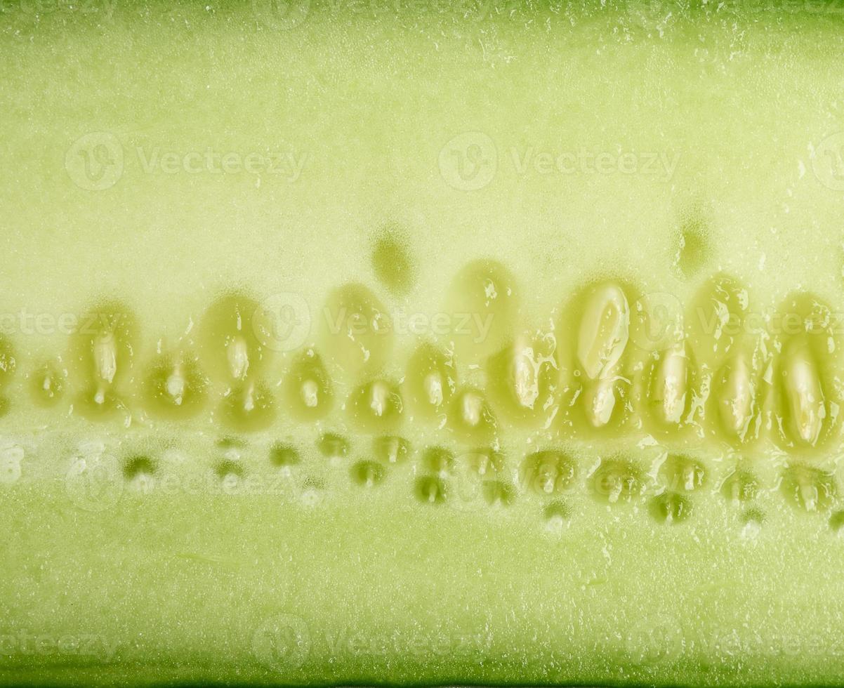 Rodaja de pepino verde textura, macro foto