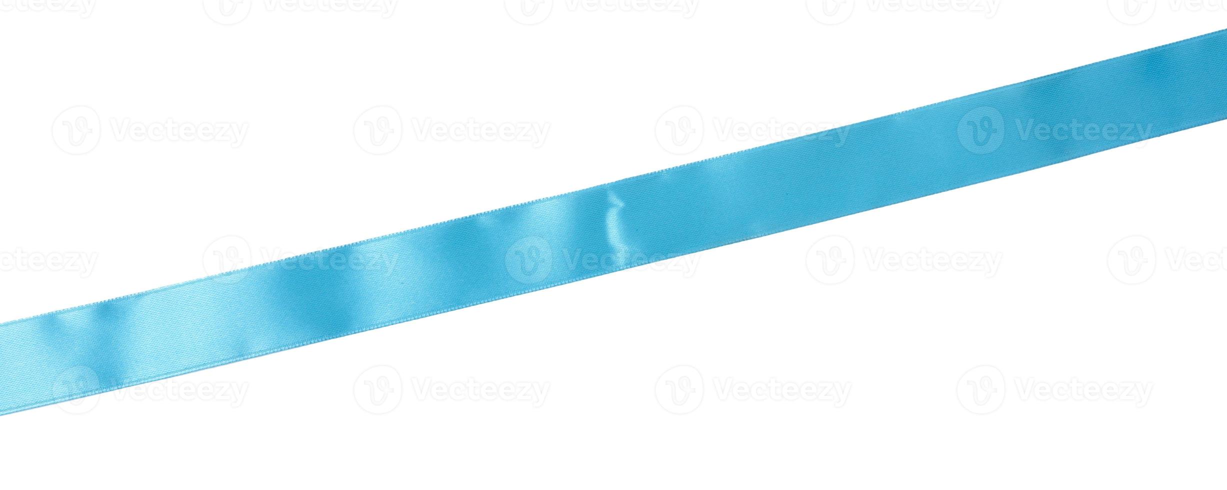 light blue silk ribbon isolated on white background photo