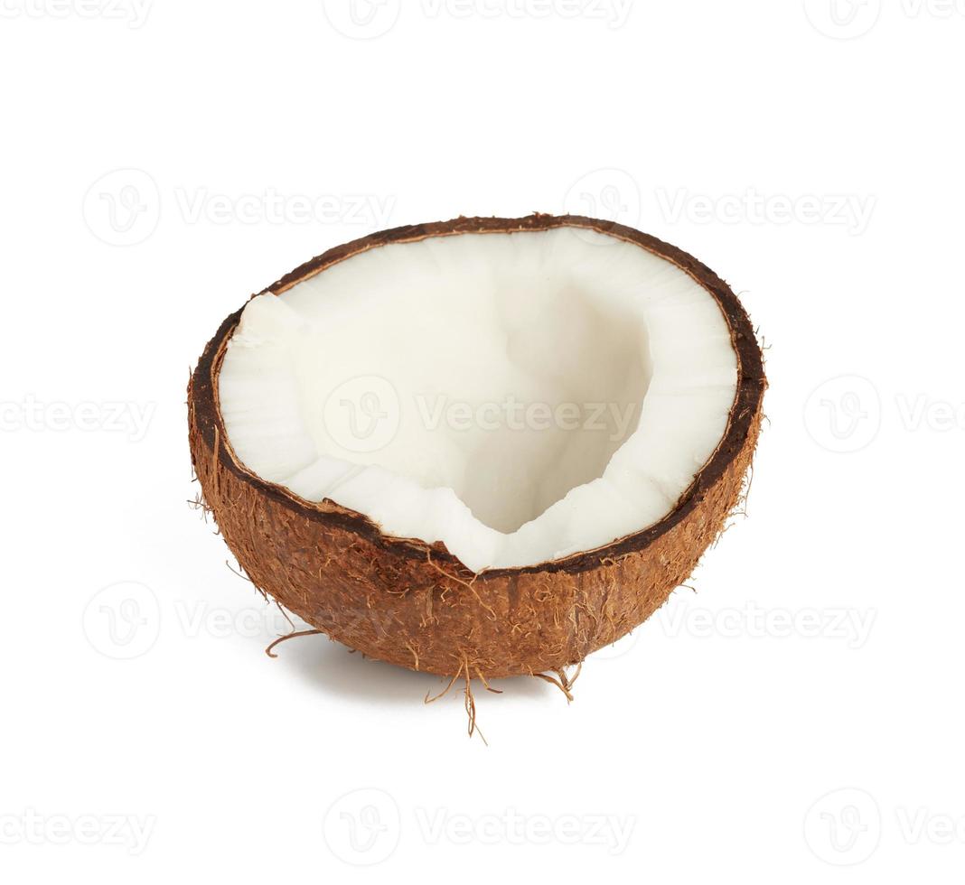 half ripe coconut isolated on white background photo