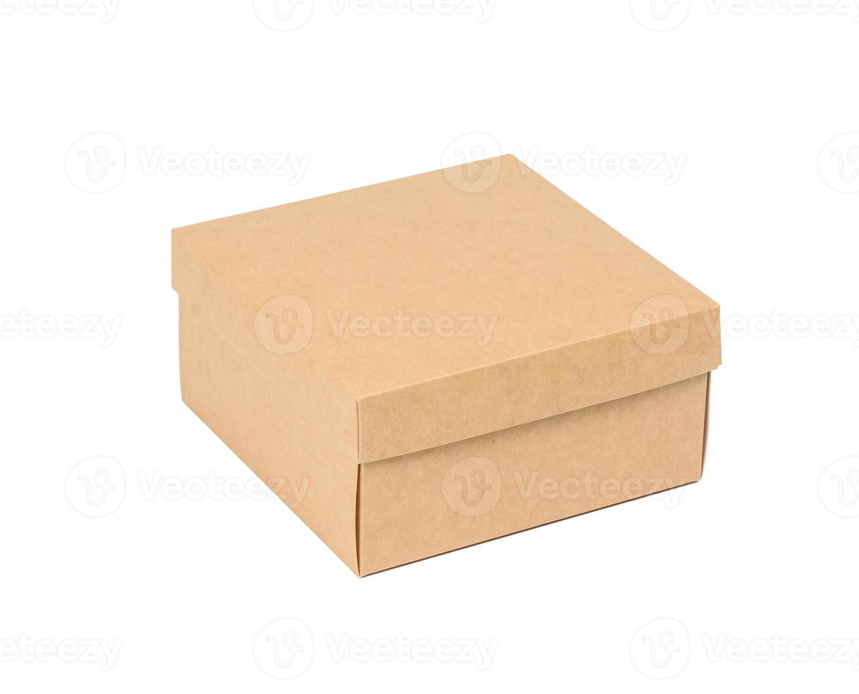 square brown cardboard box isolated on white background photo