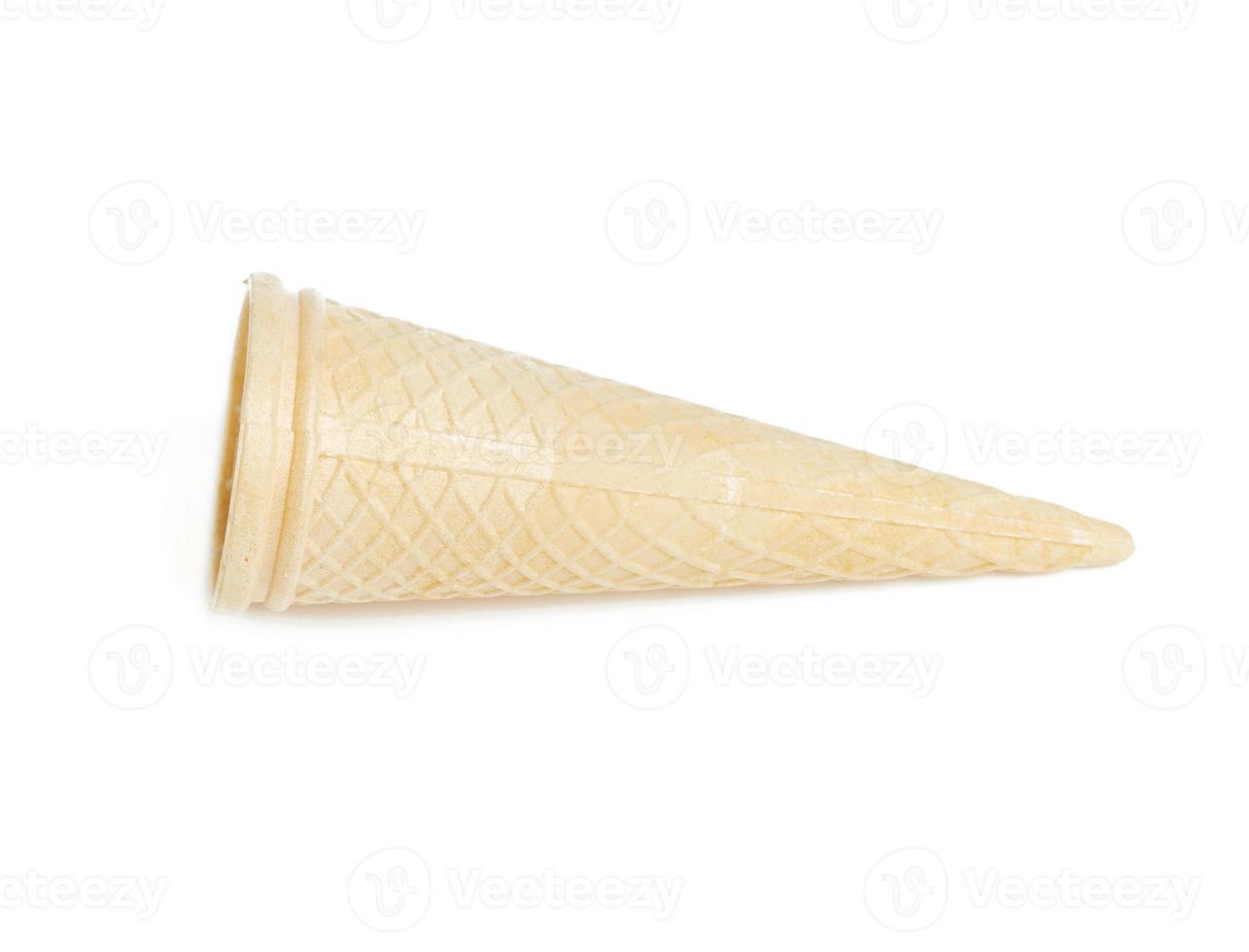 empty waffle ice cream cup isolated on white background photo