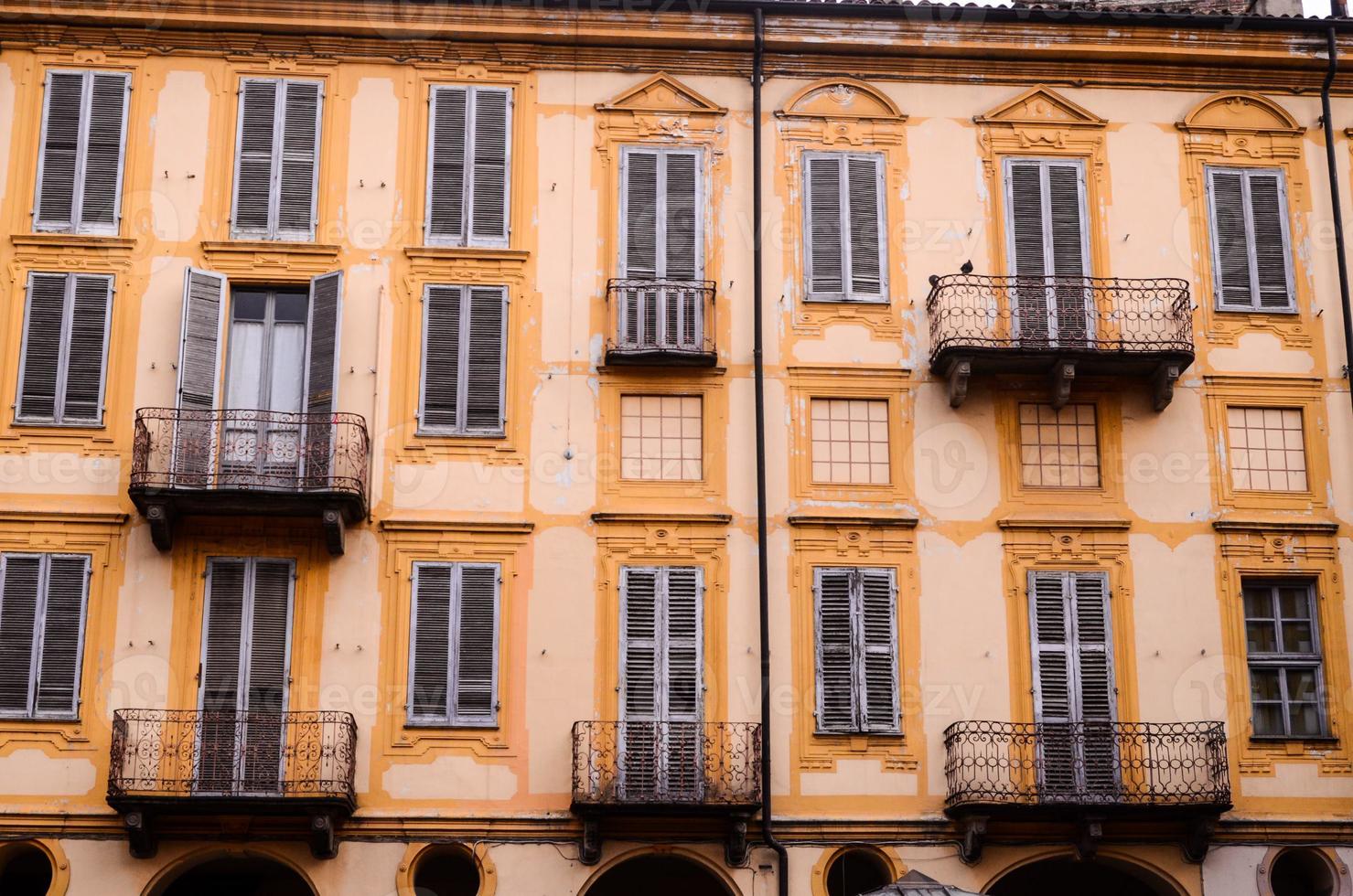 Antique building windows details photo
