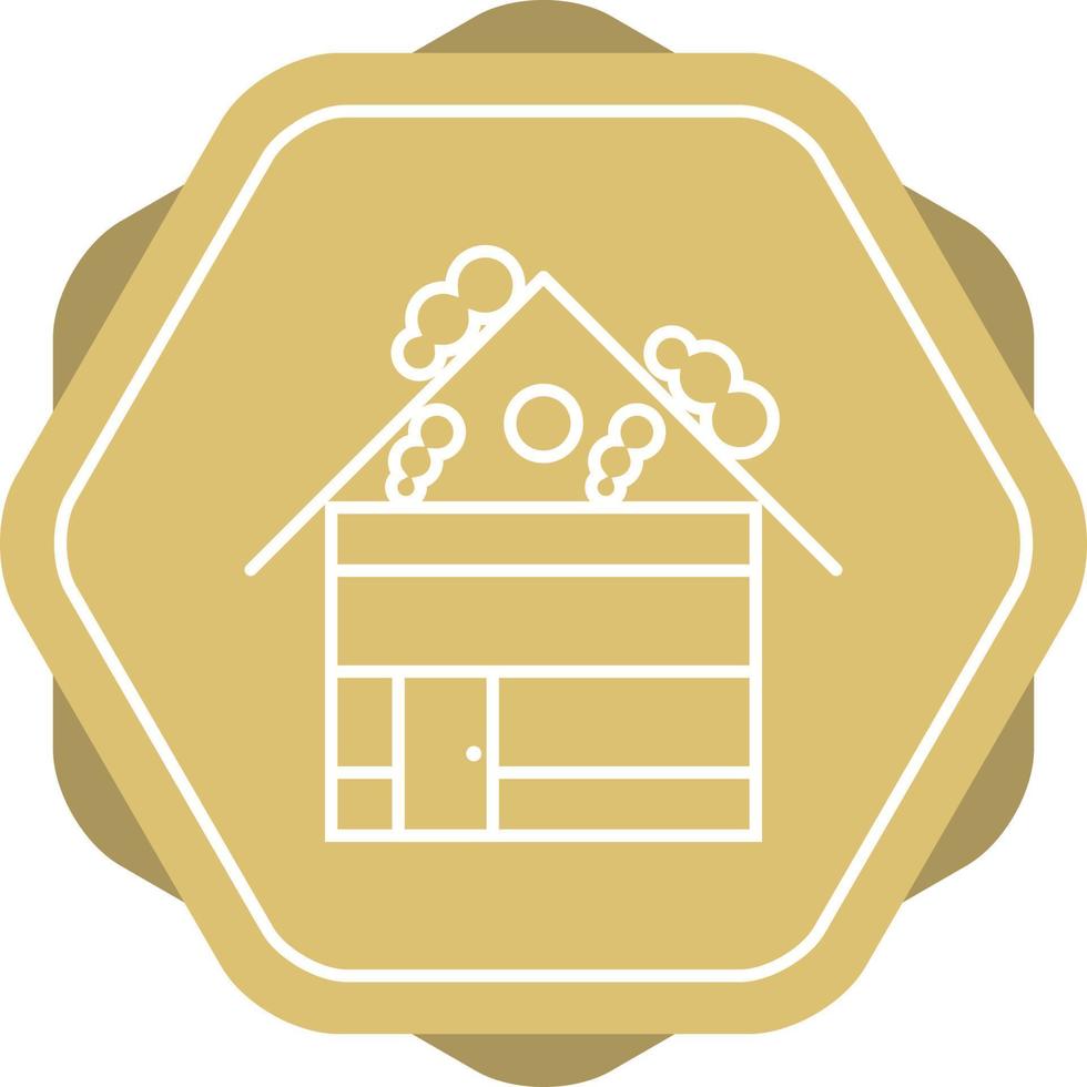 Beautiful House in Snow Line Vector Icon