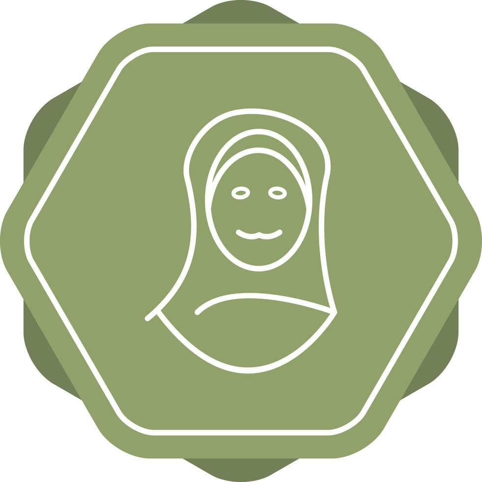 Beautiful Muslim Woman Line Vector Icon