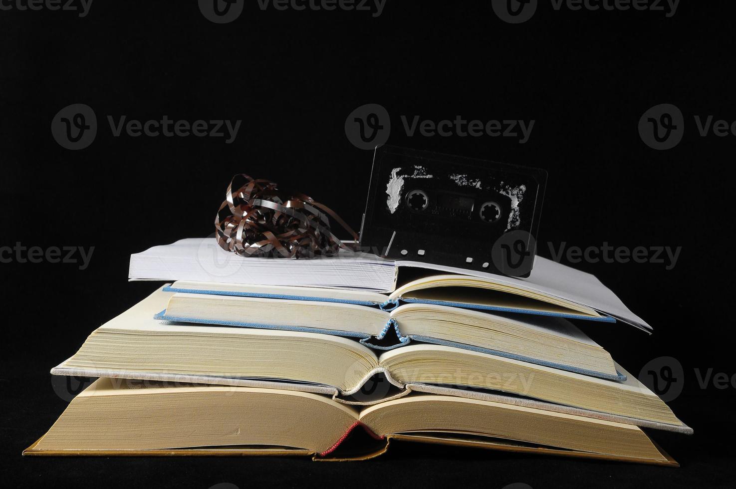Stacked books close-up photo
