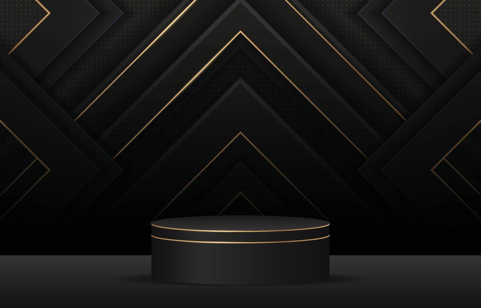 Black Podium with Black and Gold Background vector