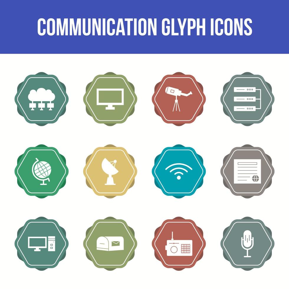 Unique communication vector glyph icon set