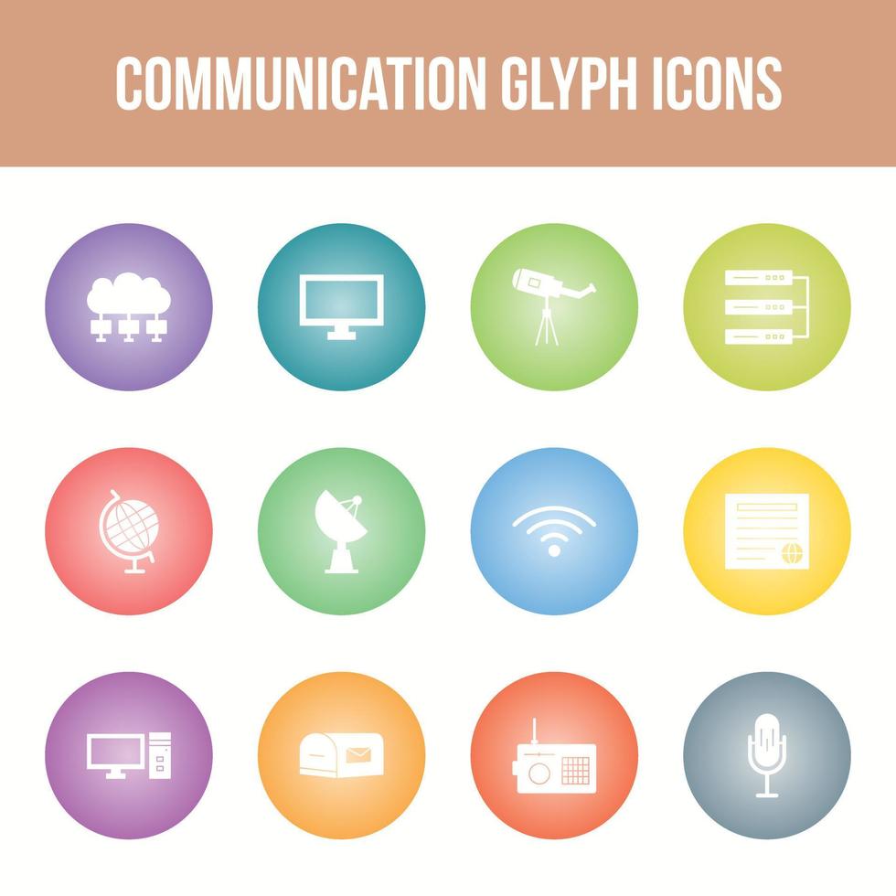 Unique communication vector glyph icon set