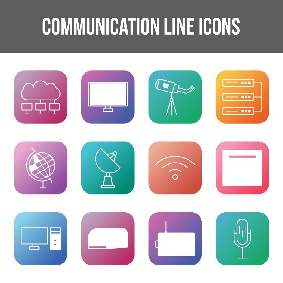 conjunto de iconos de línea de vector de comunicación única