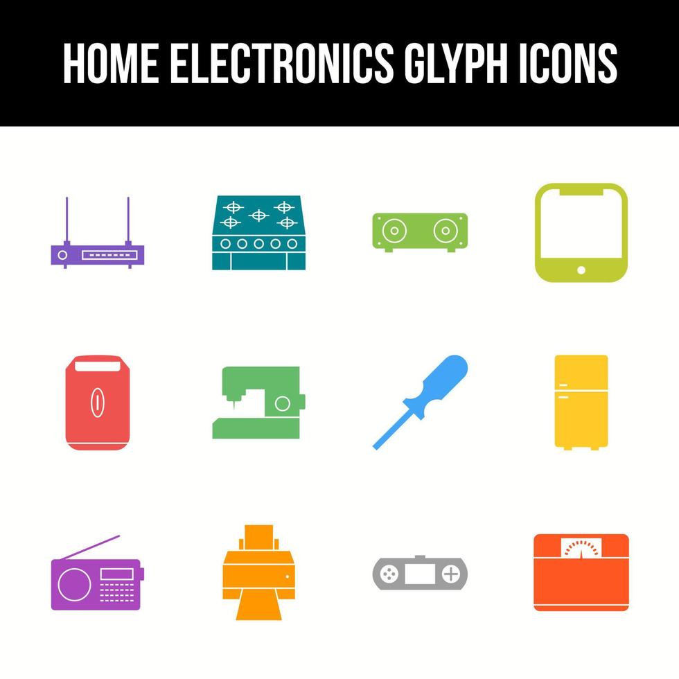 Unique home electronics vector glyph icon set