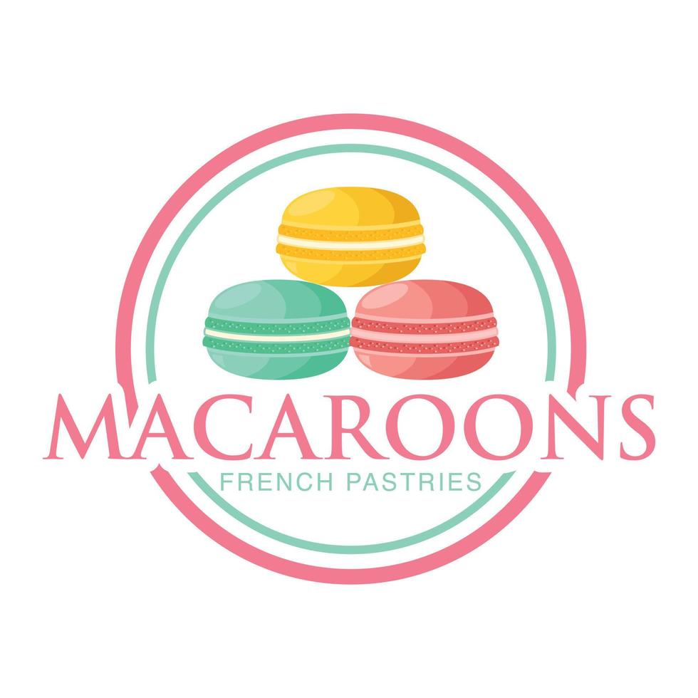 vector logo template of macaroons for bakery shop, pastry shop, isolated on white background