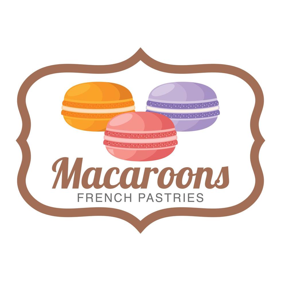 plantilla de logotipo vectorial de macarons para panadería, pastelería, aislada en fondo blanco vector
