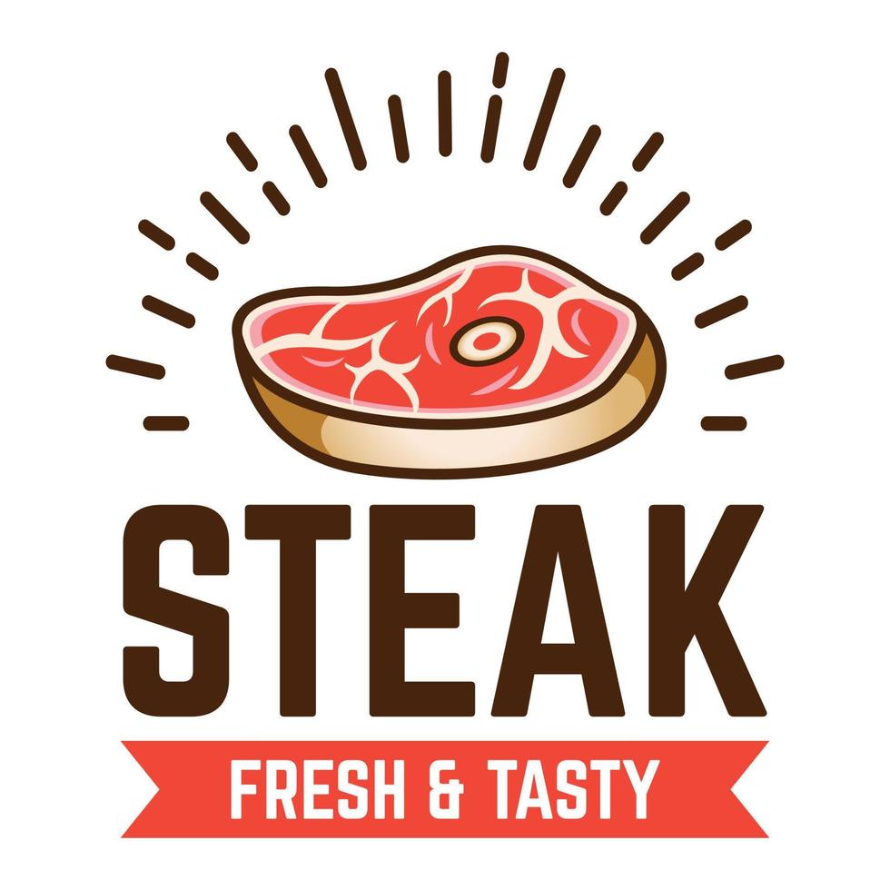 Vintage Retro Steak house logo, icon designed for steak, grill, bbq houses and restaurants. Vector illustration isolated on white background