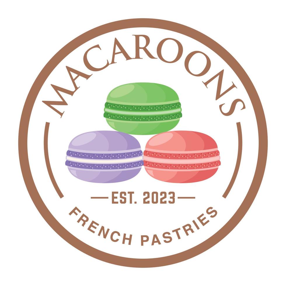 vector logo template of macaroons for bakery shop, pastry shop, isolated on white background